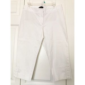 Talbots White Crop Skimmer Pants with Flat Front